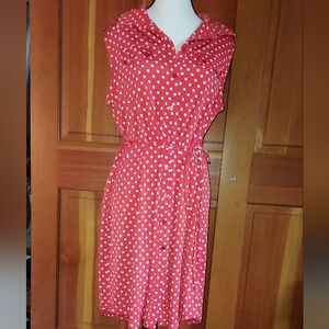 RSVP Red Polka Dot Sleeveless Midi Dress Size 14